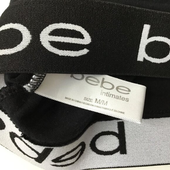 BEBE Women Black Lace-Up Logo Band Racerback Sports Bra Bralette Tank Top S - Picture 5 of 5
